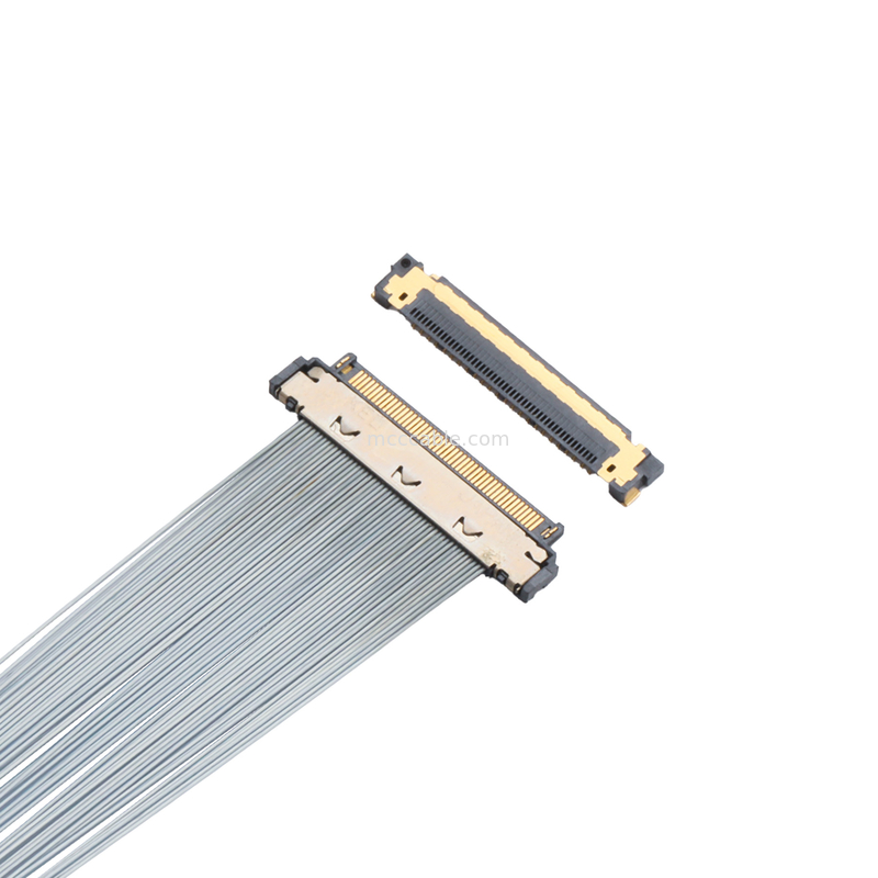 Cable de micro-coax KEL XSL20-48S, pitch de 0,25 mm, 44AWG PFA, duplo adesivo UV