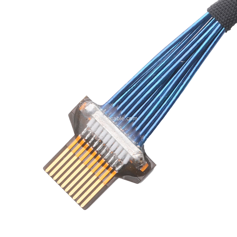 Cabo Micro Coaxial 36AWG – Impedância de 50Ω – FPC de 10 pinos para FPC de 10 pinos – UL1354