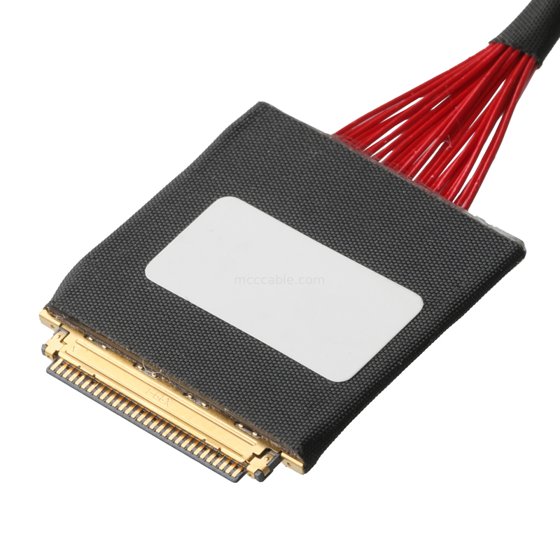 30-Pin to 50-Pin LVDS Cable - UL1354 36AWG Red Shielded Flat Flex Cable