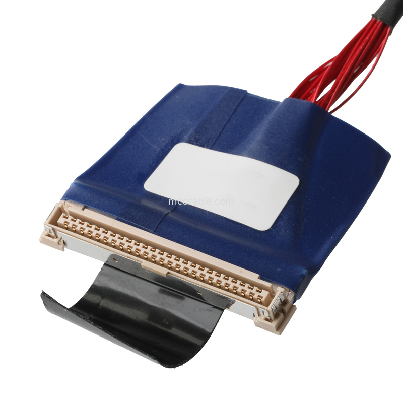 30-Pin to 50-Pin LVDS Cable - UL1354 36AWG Red Shielded Flat Flex Cable