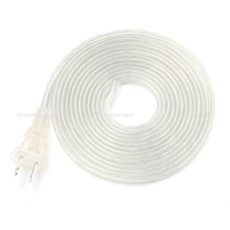 Conjunto de cabo de alimentação de dois pinos polarizado transparente personalizado com cabo 18AWG SPT-2