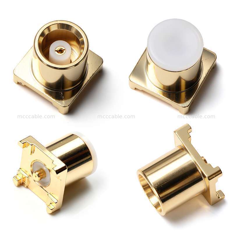 Conector de teste RF de montagem PCB banhado a ouro personalizado para sistemas de comunicação sem fio
